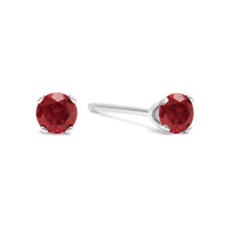 5 Point Ruby Stud Earrings In Sterling Silver. So Cute!