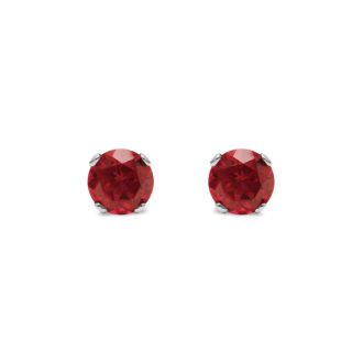 5 Point Ruby Stud Earrings In Sterling Silver. So Cute!