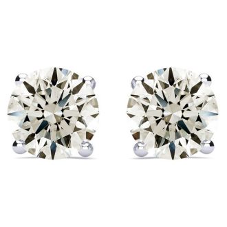 6 Carat Round Diamond Stud Earrings In 14 Karat White Gold 