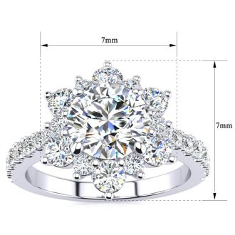 1 Carat Round Shape Halo Diamond Engagement Ring In 14K White Gold