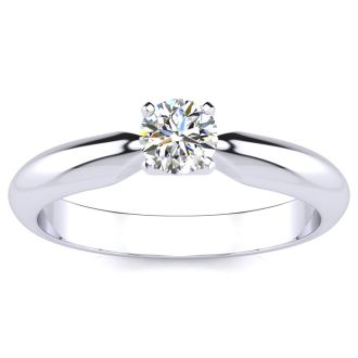 Moissanite Engagement Ring; 1/4 Carat Moissanite Solitaire Engagement Ring In 14 Karat White Gold