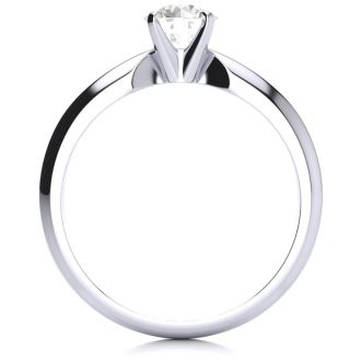 Moissanite Engagement Ring; 1/4 Carat Moissanite Solitaire Engagement Ring In 14 Karat White Gold