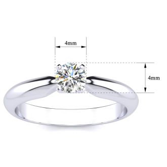 Moissanite Engagement Ring; 1/4 Carat Moissanite Solitaire Engagement Ring In 14 Karat White Gold