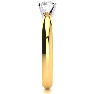 Moissanite Engagement Ring; 1/2 Carat Moissanite Solitaire Engagement Ring In 14 Karat Yellow Gold