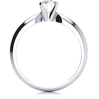 Moissanite Engagement Ring; 3/4 Carat Moissanite Solitaire Engagement Ring In 14 Karat White Gold