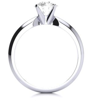 Moissanite Engagement Ring; 1 Carat Moissanite Solitaire Engagement Ring In 14 Karat White Gold