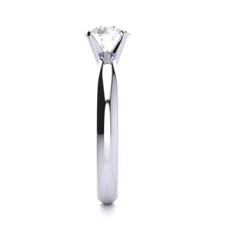 Moissanite Engagement Ring; 1 Carat Moissanite Solitaire Engagement Ring In 14 Karat White Gold