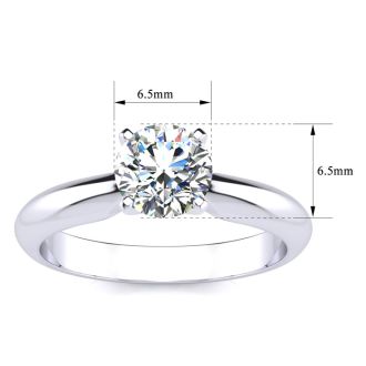 Moissanite Engagement Ring; 1 Carat Moissanite Solitaire Engagement Ring In 14 Karat White Gold