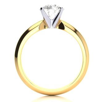 Moissanite Engagement Ring; 1 1/2 Carat Moissanite Solitaire Engagement Ring In 14 Karat Yellow Gold