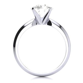 Moissanite Engagement Ring; 2 Carat Moissanite Solitaire Engagement Ring In 14 Karat White Gold. Fiery Amazing Moissanite In A Heavy Gold Mounting!