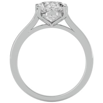 Moissanite Engagement Ring; 2 1/2 Carat Oval Shape Moissanite Solitaire Engagement Ring In 14 Karat White Gold
