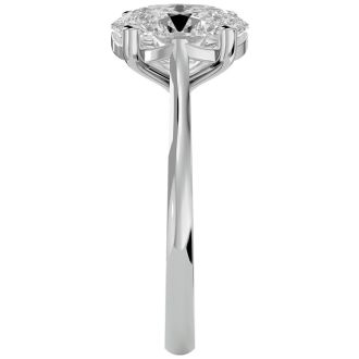 Moissanite Engagement Ring; 2 1/2 Carat Oval Shape Moissanite Solitaire Engagement Ring In 14 Karat White Gold
