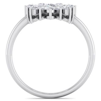 1/2 Carat Round Diamond Flower Ring In 14 Karat White Gold