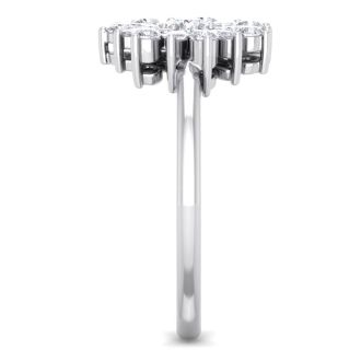 1/2 Carat Round Diamond Flower Ring In 14 Karat White Gold