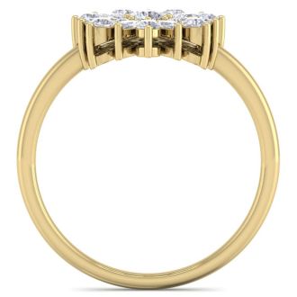 1/2 Carat Round Diamond Flower Ring In 14 Karat Yellow Gold
