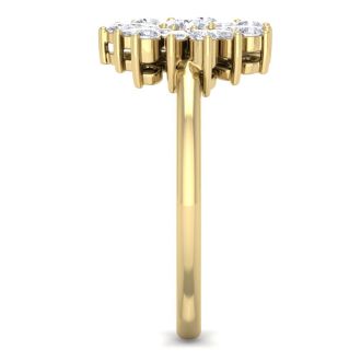 1/2 Carat Round Diamond Flower Ring In 14 Karat Yellow Gold