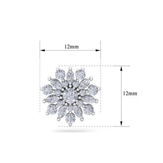 1 Carat Round Diamond Flower Stud Earrings In 14 Karat White Gold