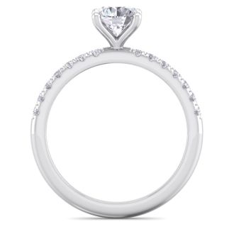1 Carat Round Shape Classic Diamond Engagement Ring In 14 Karat White Gold