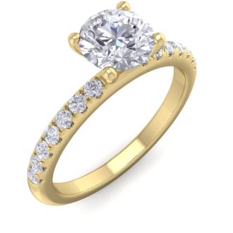 1 Carat Round Shape Classic Diamond Engagement Ring In 14 Karat Yellow Gold