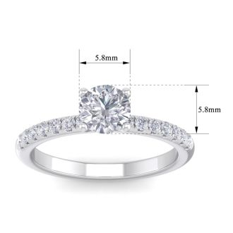 1 Carat Round Shape Classic Diamond Engagement Ring In 14 Karat White Gold