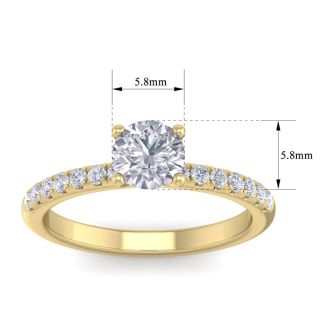 1 Carat Round Shape Classic Diamond Engagement Ring In 14 Karat Yellow Gold