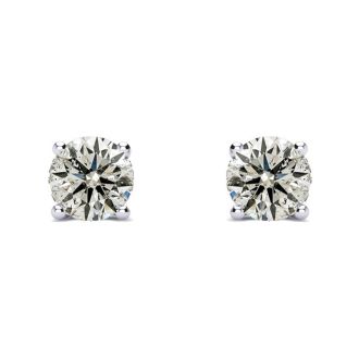 Nearly 3/4 Carat Colorless Diamond Stud Earrings In 14 Karat White Gold