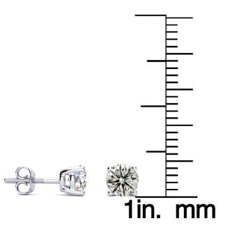 Nearly 3/4 Carat Colorless Diamond Stud Earrings In 14 Karat White Gold