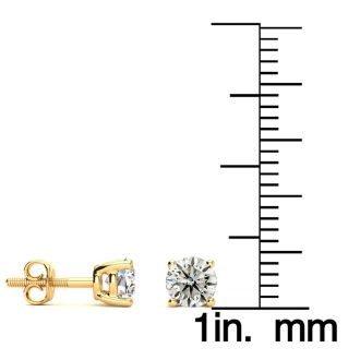Nearly 3/4 Carat Colorless Diamond Stud Earrings In 14 Karat Yellow Gold