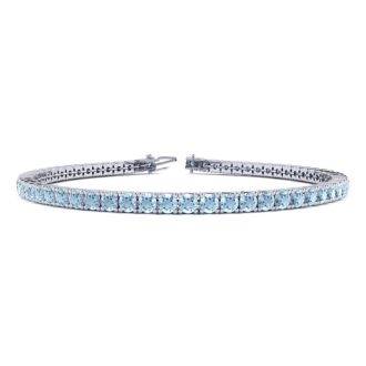 Aquamarine Bracelet: Aquamarine Jewelry: 7.5 Inch 4 1/4 Carat Aquamarine Tennis Bracelet In 14K White Gold
