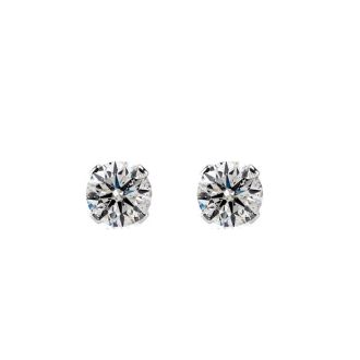 Nearly 1/2 Carat Colorless Diamond Stud Earrings In 14 Karat White Gold