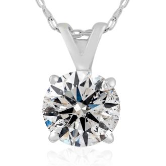 Very Rare 1.05 Carat Diamond Solitaire Necklace In White Gold.  Genuine Natural, Earth-Mined Diamond