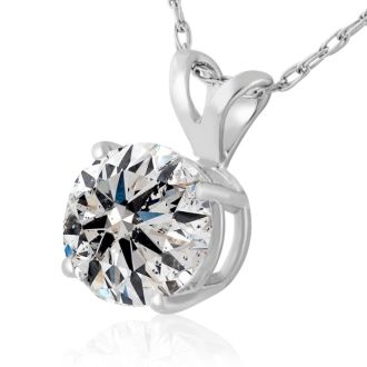 Very Rare 1.05 Carat Diamond Solitaire Necklace In White Gold.  Genuine Natural, Earth-Mined Diamond