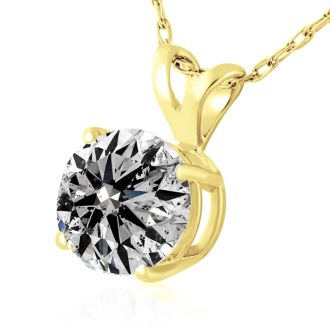 Very Rare 1.05 Carat Diamond Solitaire Necklace In Yellow Gold.  Genuine Natural, Earth-Mined Diamond