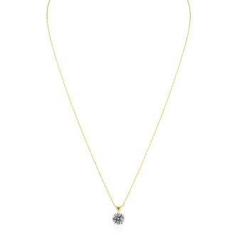 Very Rare 1.05 Carat Diamond Solitaire Necklace In Yellow Gold.  Genuine Natural, Earth-Mined Diamond