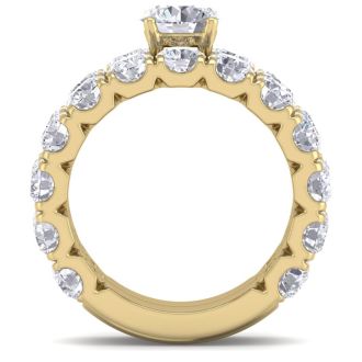 6 Carat Round Shape Diamond Bridal Set In 14 Karat Yellow Gold