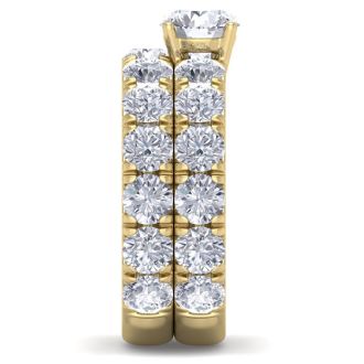 6 Carat Round Shape Diamond Bridal Set In 14 Karat Yellow Gold