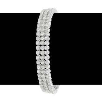 9 Carat Three Row Diamond Mens Tennis Bracelet In 14 Karat White Gold, 8 Inches