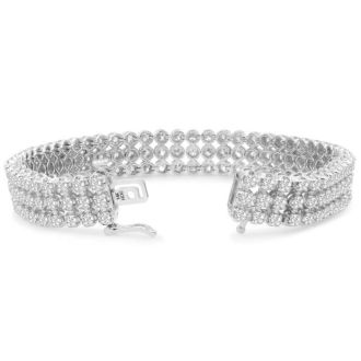 8 Carat Three Row Diamond Tennis Bracelet In 14 Karat White Gold