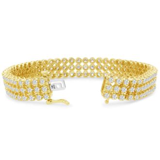 8 Carat Three Row Diamond Tennis Bracelet In 14 Karat Yellow Gold