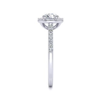 1 Carat Round Halo Diamond Engagement Ring in 14K White Gold.
