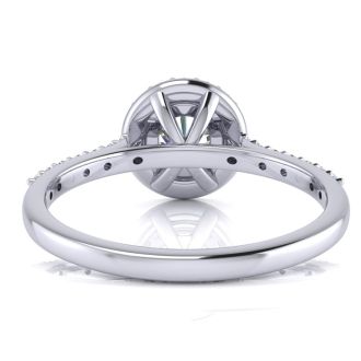 1 Carat Round Halo Diamond Engagement Ring in 14K White Gold.
