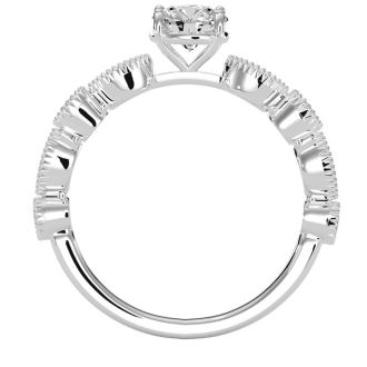 1 1/4 Carat Round and Marquise Vintage Diamond and Sapphire Engagement Ring In 14 Karat White Gold
