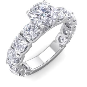 3 1/2 Carat Round Shape Diamond Engagement Ring In 14 Karat White Gold. Incredible, Large Engagement Ring, Eternity Style!