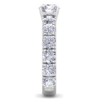 3 1/2 Carat Round Shape Diamond Engagement Ring In 14 Karat White Gold. Incredible, Large Engagement Ring, Eternity Style!