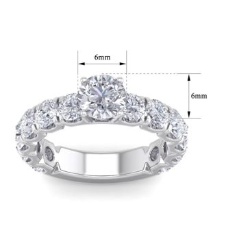 3 1/2 Carat Round Shape Diamond Engagement Ring In 14 Karat White Gold. Incredible, Large Engagement Ring, Eternity Style!