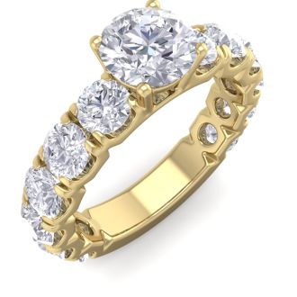 3 1/2 Carat Round Shape Diamond Engagement Ring In 14 Karat Yellow Gold