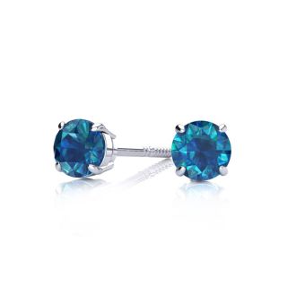 1/2ct Blue Diamond Stud Earrings in White Gold