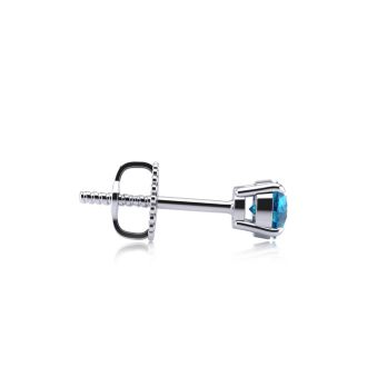 1/2ct Blue Diamond Stud Earrings in White Gold