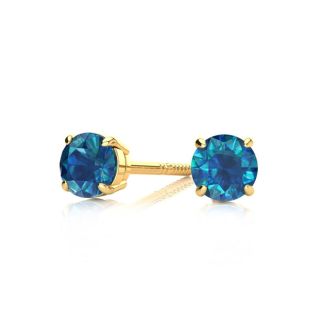 1/2ct Blue Diamond  Stud Earring in Yellow Gold