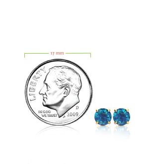 1/2ct Blue Diamond  Stud Earring in Yellow Gold